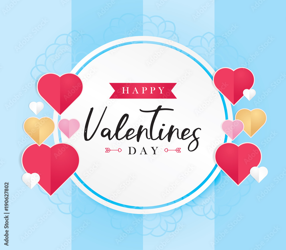 Greeting cards for Valentine's day or wedding with flower ornaments and heart shapes. Happy Valentines day greeting card. Vector background holidays and events. Vector illustration