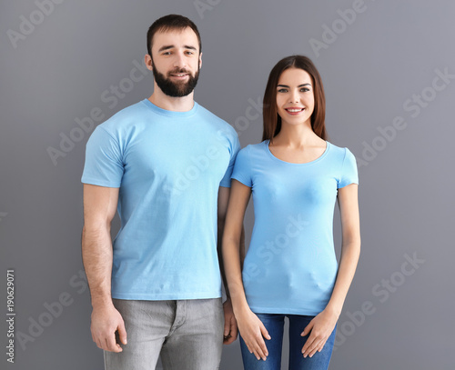 Young man and woman in styl...