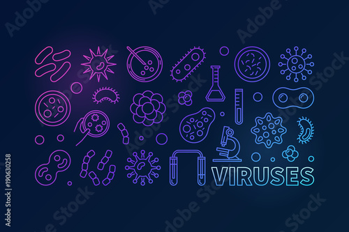 Viruses vector colored illustration made with virus line icons
