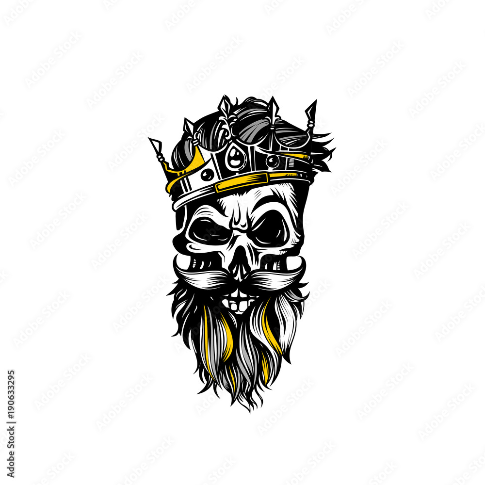Hand drawn sketch skull with crown vector illustration. Stock Vector ...