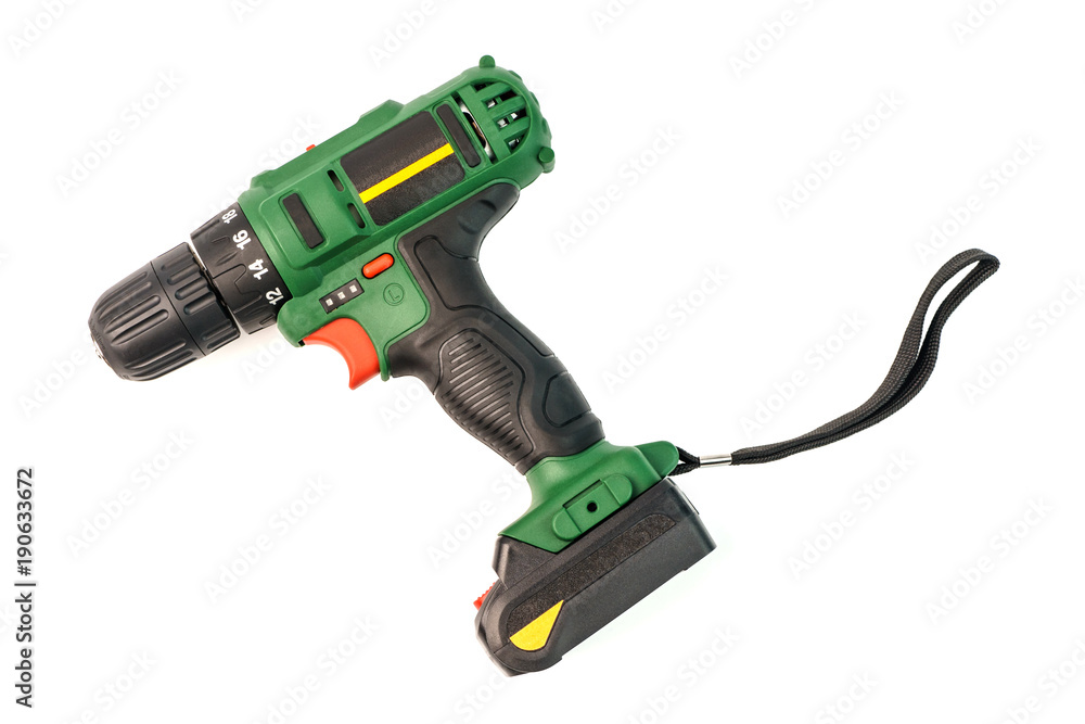 Cordless screwdriver, cordless drill isolated on a white backgro Cordless screwdriver, cordless drill isolated on a white backgro