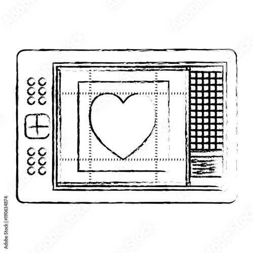 digitizer tablet pen touch tech digital heart design screen vector illustration