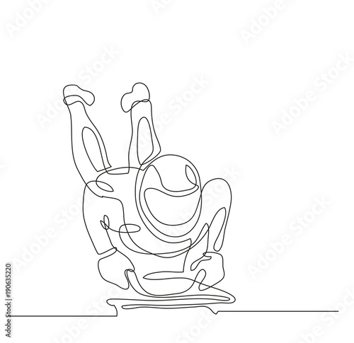 Continuous line drawing. Illustration shows a athlete rides on a sled headfirst. Skeleton. Winter sport. Vector illustration