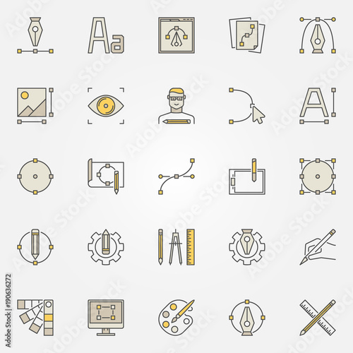 Graphic design colored icons set - vector design elements