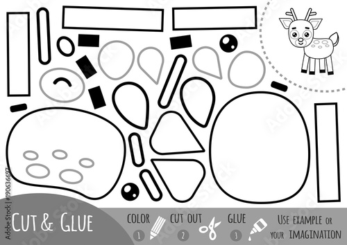Education paper game, Deer. Use scissors and glue to create the image.