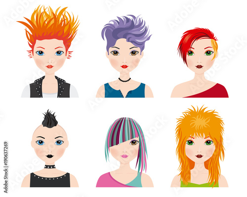 set girl avatars with punk style