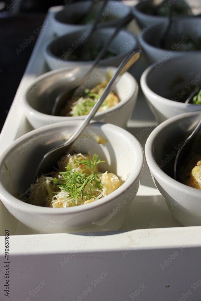 Appetizers in bowls Appetizers in bowls