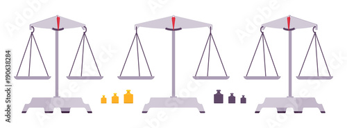 Balance scales with weights