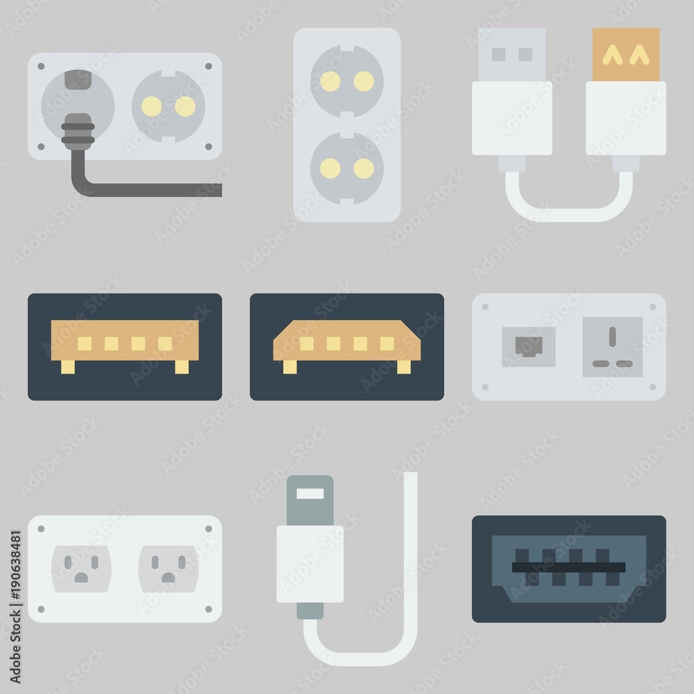 Fototapeta premium icons set about Connectors Cables . [keywordRandom:3]