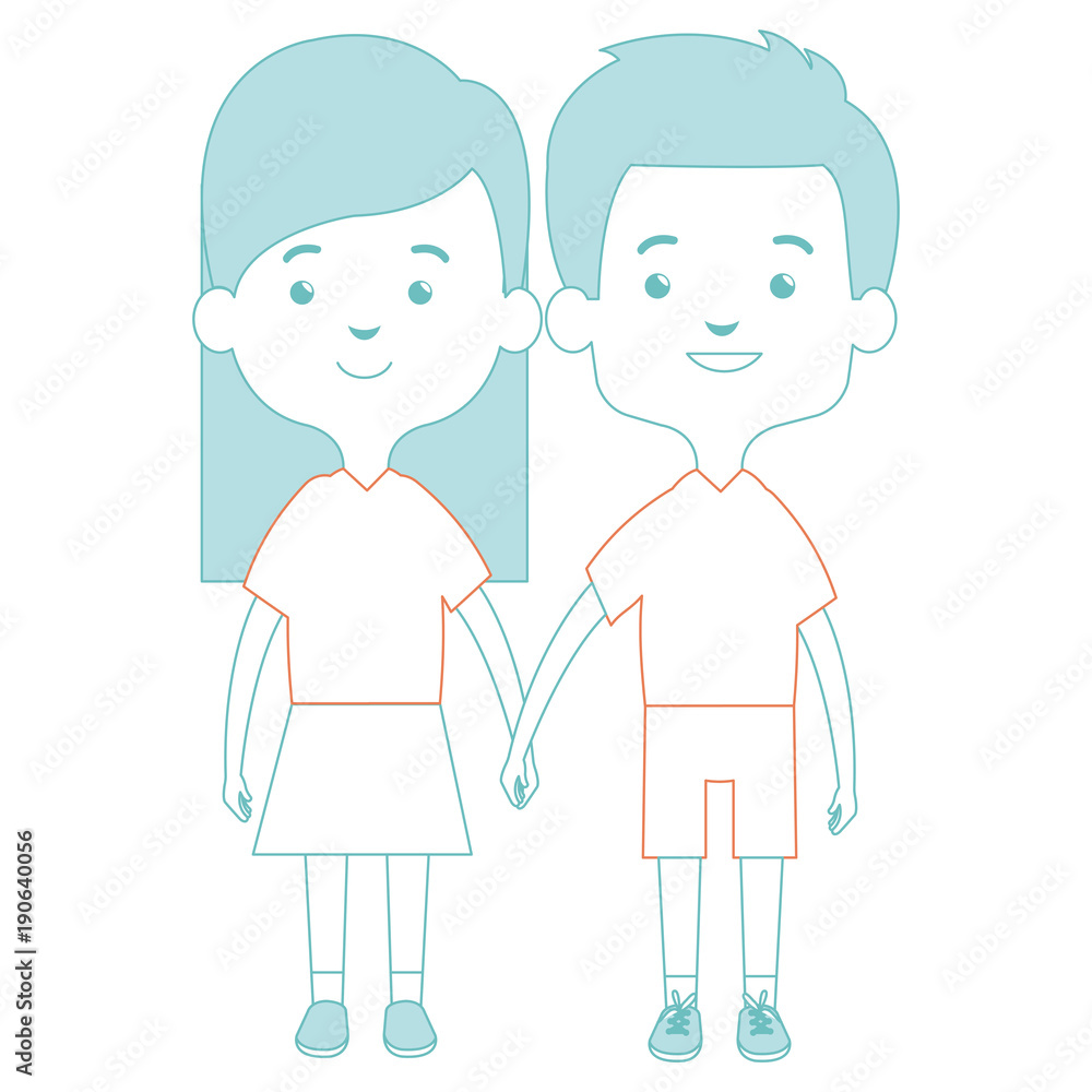 cute and little kids couple vector illustration design cute and little kids couple vector illustration design