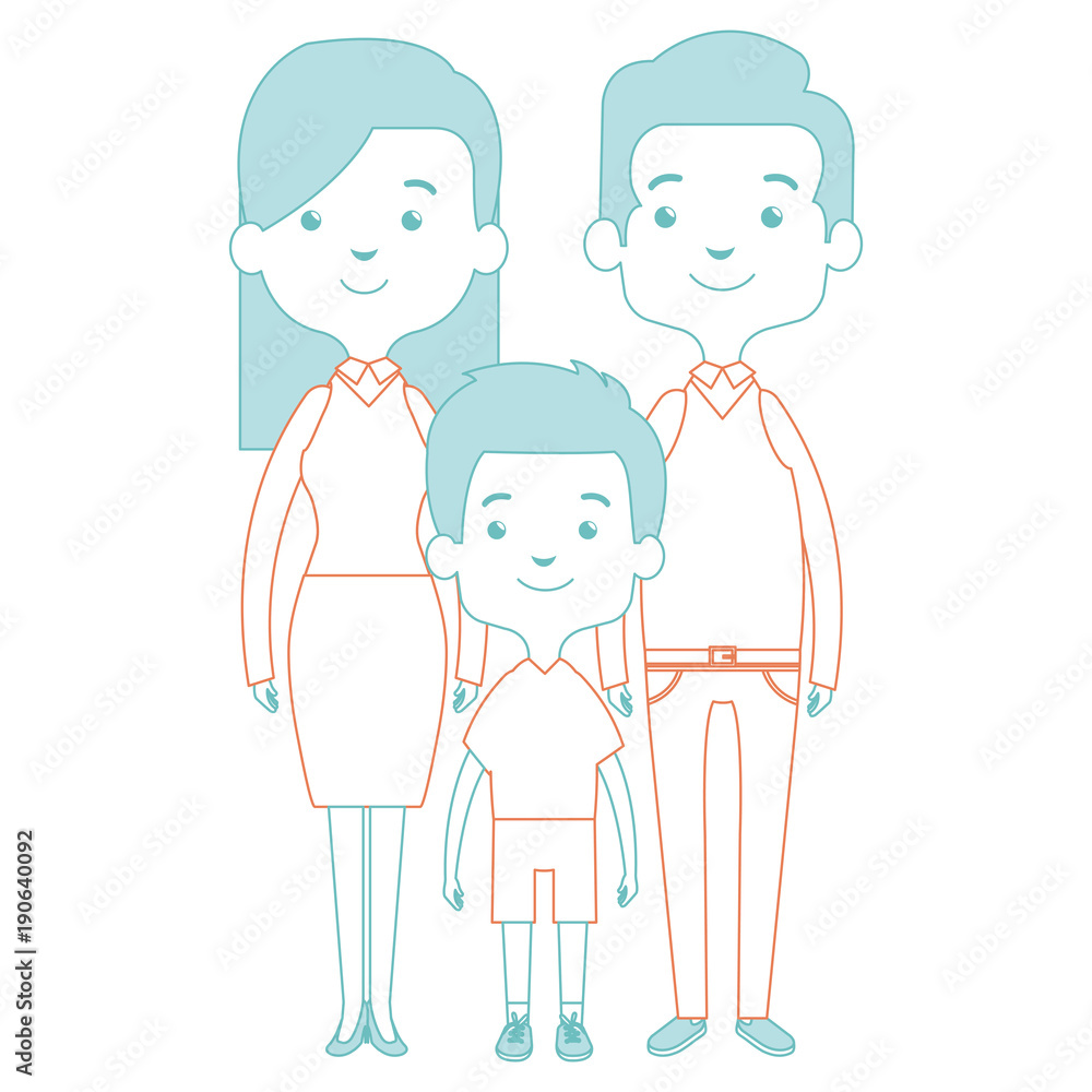 cute mother and father with son vector illustration design cute mother and father with son vector illustration design