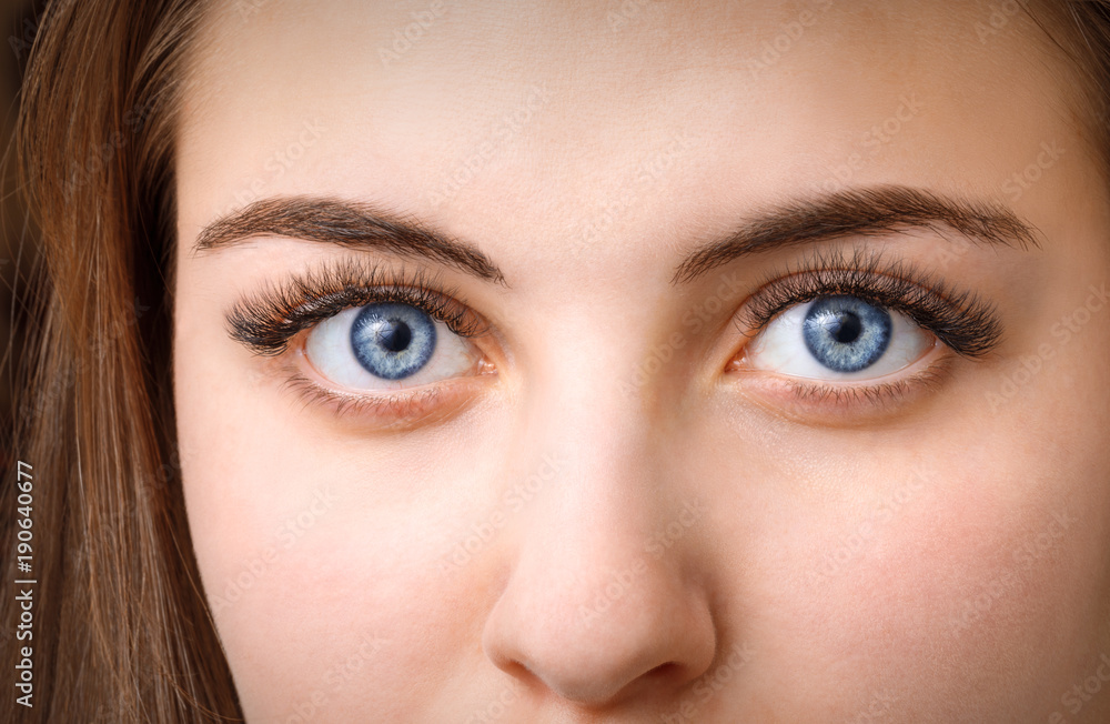 Fototapeta premium portrait of a young girl after the procedure to increase the length of eyelashes
