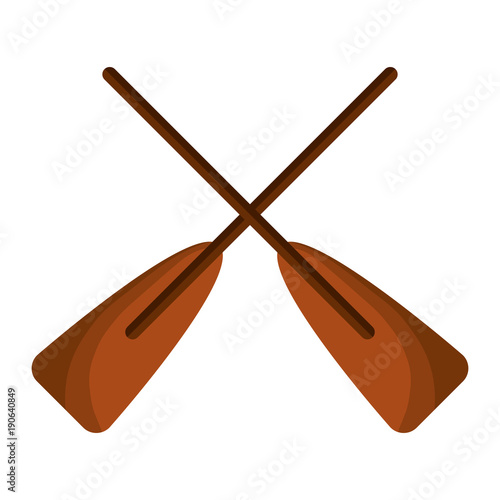 two wooden crossed boat oars sport vector illustration