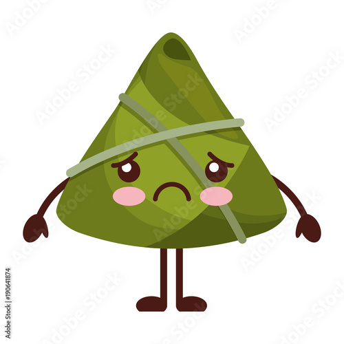kawaii sad rice dumpling cartoon vector illustration