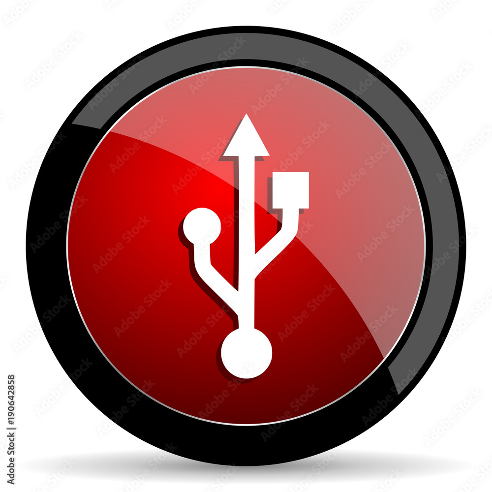 Usb vector icon. Modern design red and black glossy web and mobile applications button in eps 10 Usb vector icon. Modern design red and black glossy web and mobile applications button in eps 10