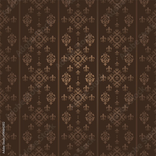 Victorian dark brown background. Decorative Wallpaper. Vintage