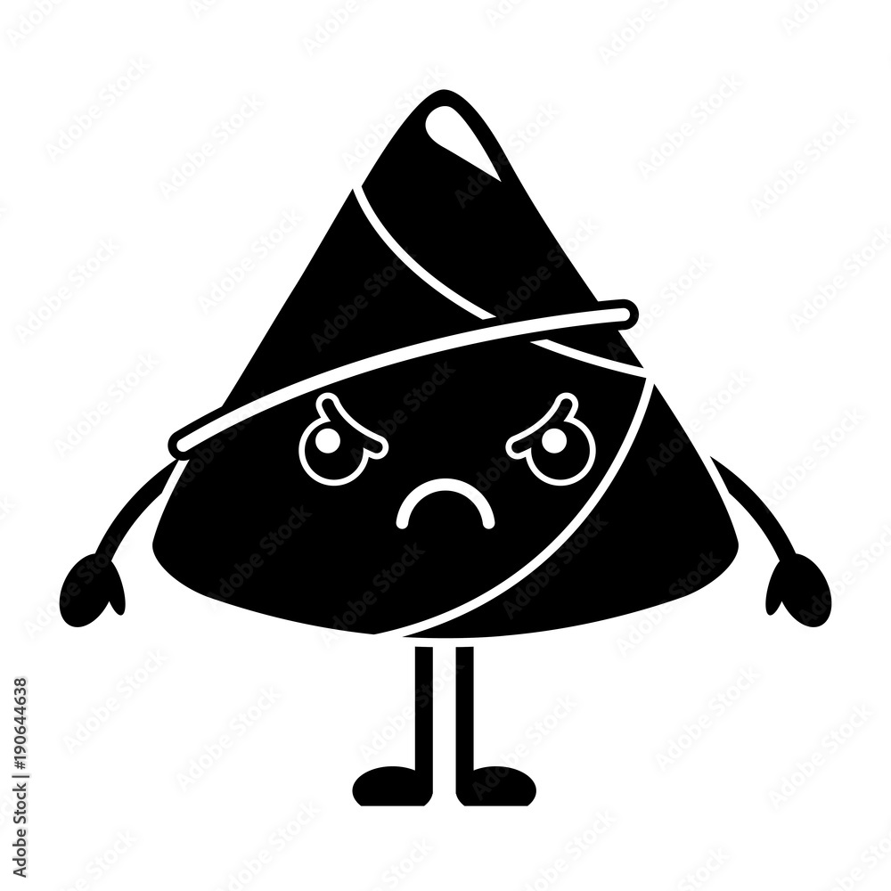 kawaii angry rice dumpling cartoon vector illustration black and white design kawaii angry rice dumpling cartoon vector illustration black and white design