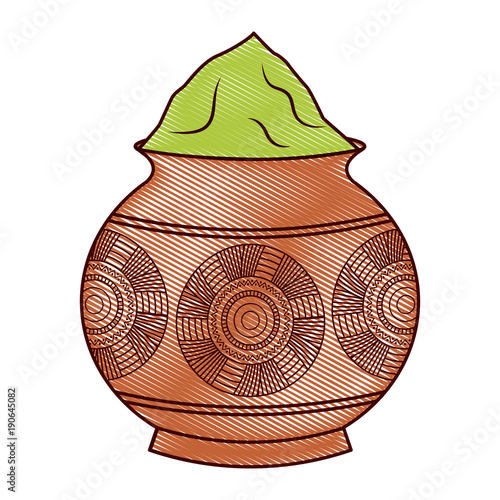 powder color mud pot and mandala vector illustration drawing design