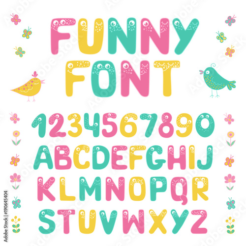 Kids alphabet with eyes and numeral