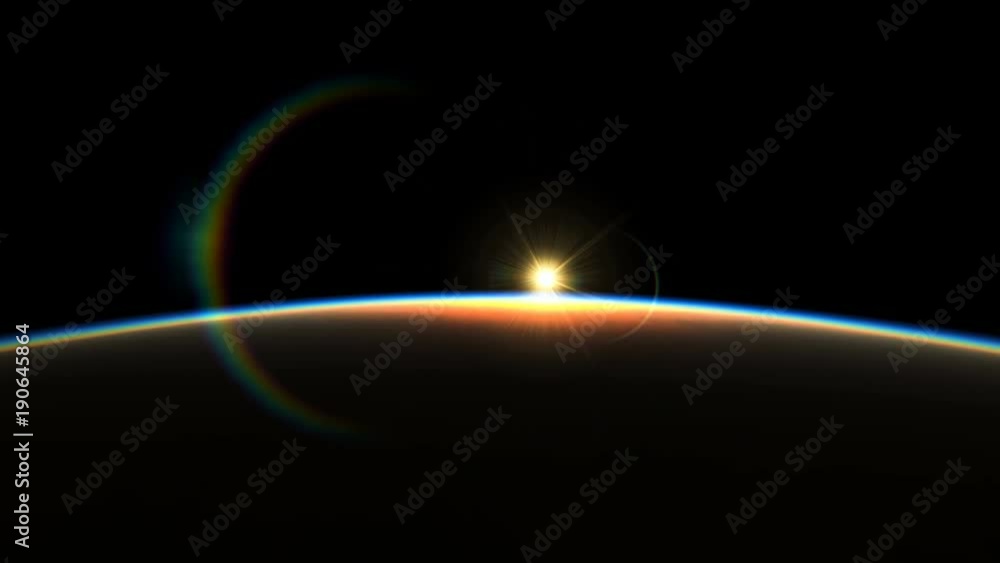 Sunrise Over The Earth. Amazing View Of Planet From Space. Realistic 3d