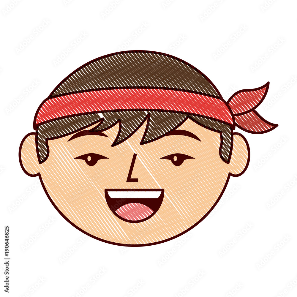 Obraz premium cartoon face cartoon happy chinese man vector illustration drawing design
