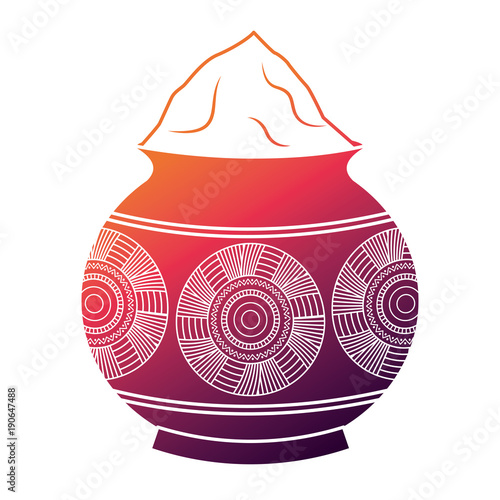powder color mud pot and mandala vector illustration