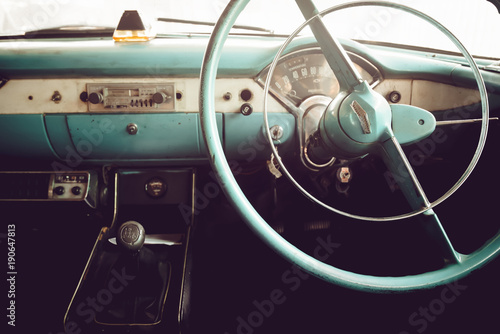 Classic car - vehicle interior of vintage car