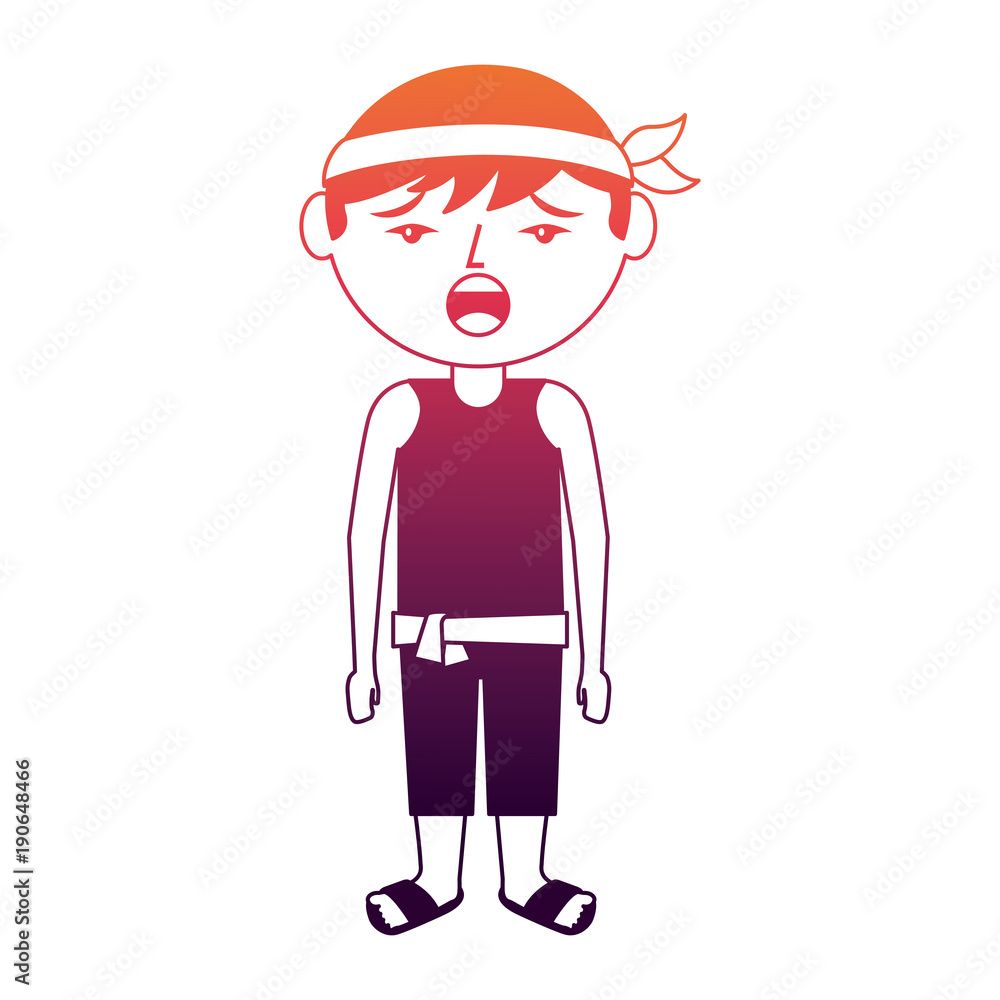 Funny Cartoon Chinese Man Standing Vector Illustration Stock Vector