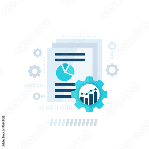 data processing, analytics vector illustration