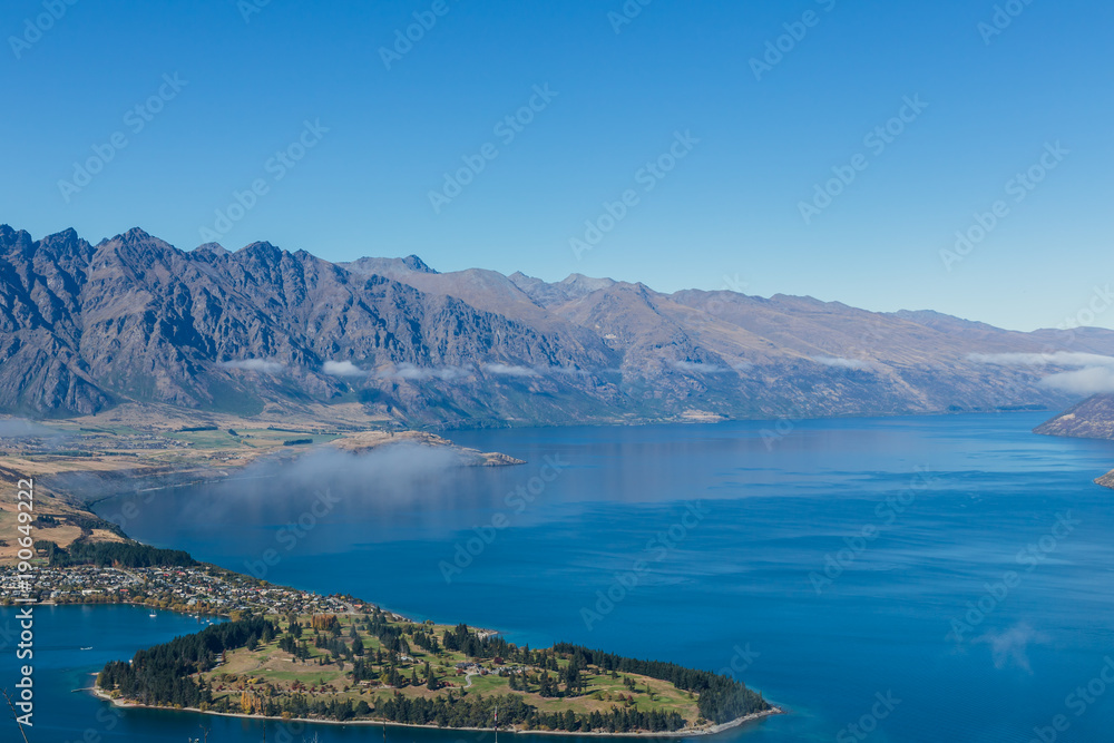 Queenstown downtown with the remarkable range, South island, New Zealand