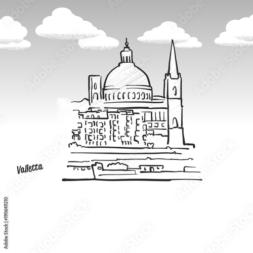 Valletta, Malta famous landmark sketch