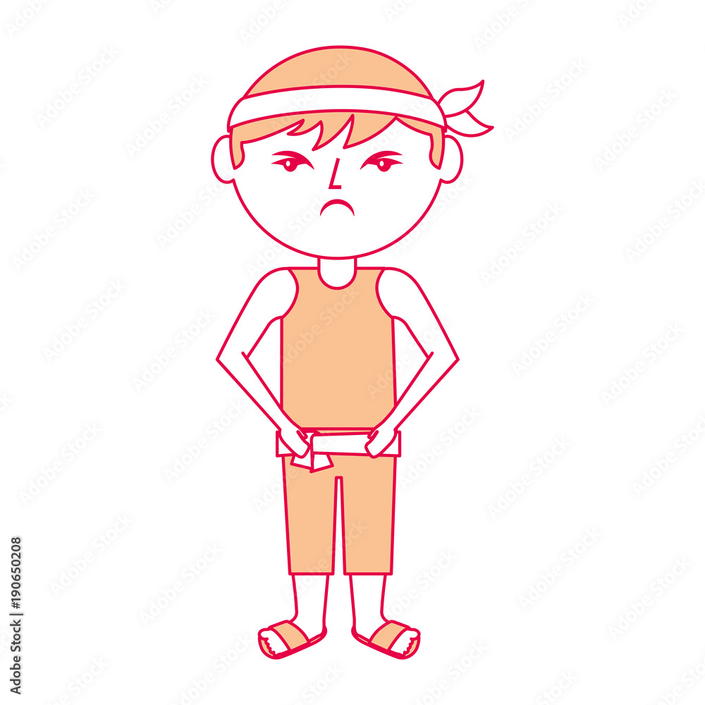 angry cartoon chinese man standing vector illustration