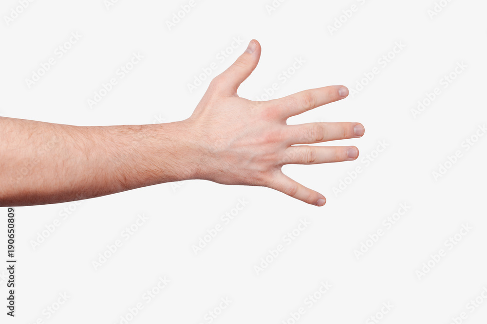 Show your hand isolated on white background. Man hand. Show your hand isolated on white background. Man hand.