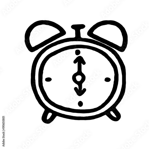 hand drawn alarm clock. cartoon vector and illustration
