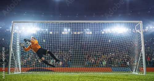 Soccer goalkeeper in action on the stadium © haizon