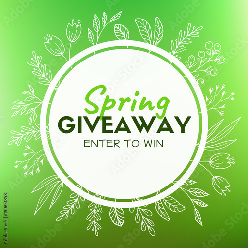 Spring giveaway. Promotional card for instagram