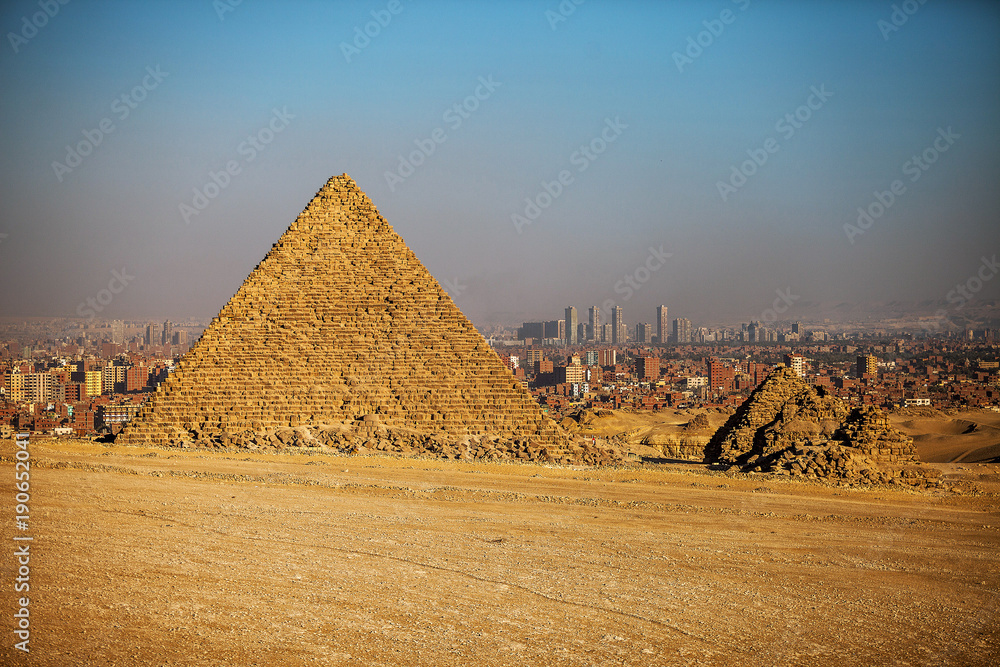 Pyramid in Cairo at sunset in Egypt
