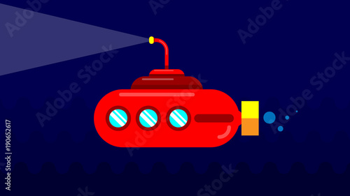 submarine in flat design