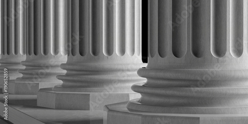 Marble pillars building detail. 3d illustration