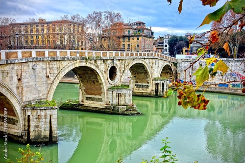 low angle Ponte Sant’Angelo, Rome, Italy