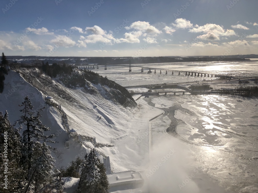 Paesaggio invernale e San Lorenzo, Québec, Canada