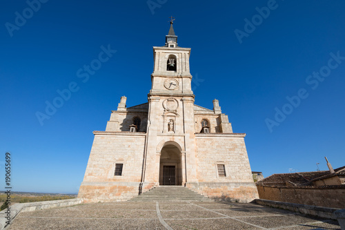 facade of landmark Collegiate of San Pedro  or Saint Peter  Herrerian style monument from year 1617  in Lerma village  Burgos  Castile Leon  Spain  Europe  