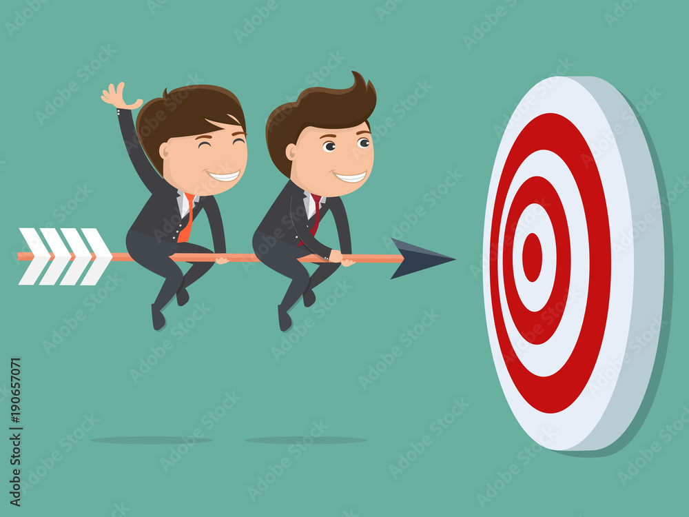Two businessman rides on arrow . Vector illustration for success concept. Two businessman rides on arrow . Vector illustration for success concept.