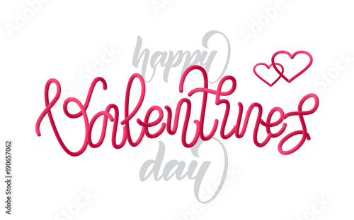 Greeting card with handwritten modern type lettering of Happy Valentine's Day