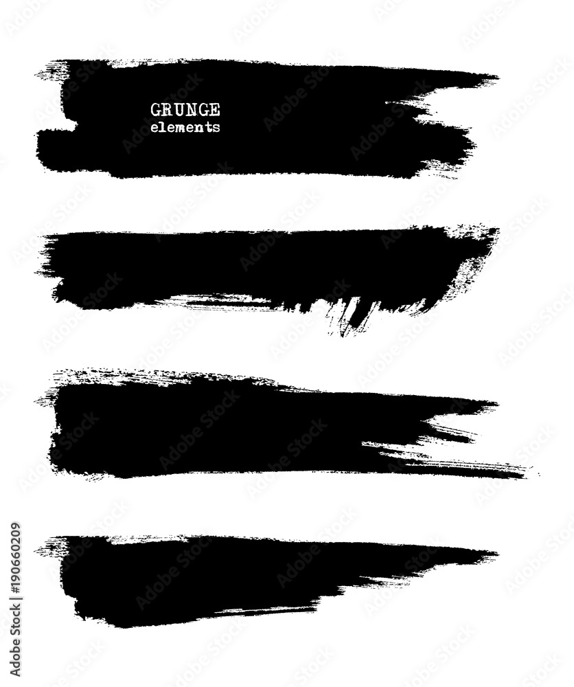 Set of black paint, ink, grunge, dirty brush strokes. Set of black paint, ink, grunge, dirty brush strokes.
