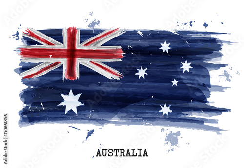 Watercolor painting flag of Australia . Vector