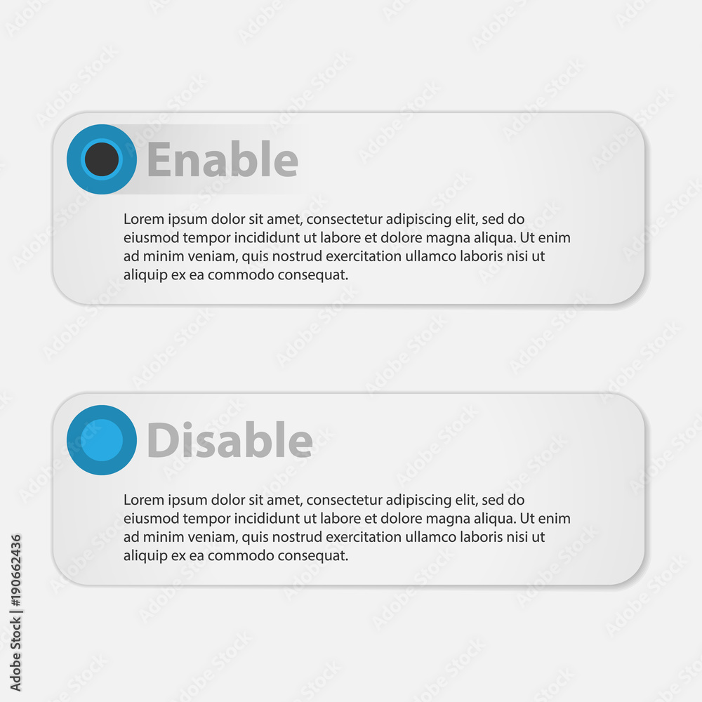 Fototapeta premium Infographic template. Options text. Enabled and disabled option. Vector template for text.