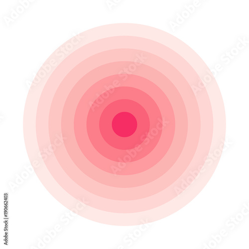 Red concentric rings. Epicenter theme. Simple flat vector illustration.