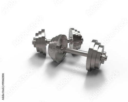 Metal dumbbells isolated on white background