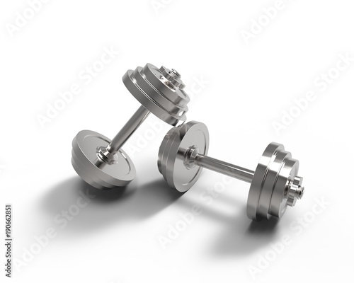 Metal dumbbells isolated on white background